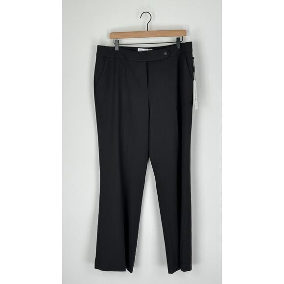 Calvin Klein Womens Black Trouser Dress Pants Classic Fit Flat Front Size 14 NWT - Picture 1 of 9